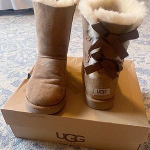 UGG Double Bailey Bow tan boots